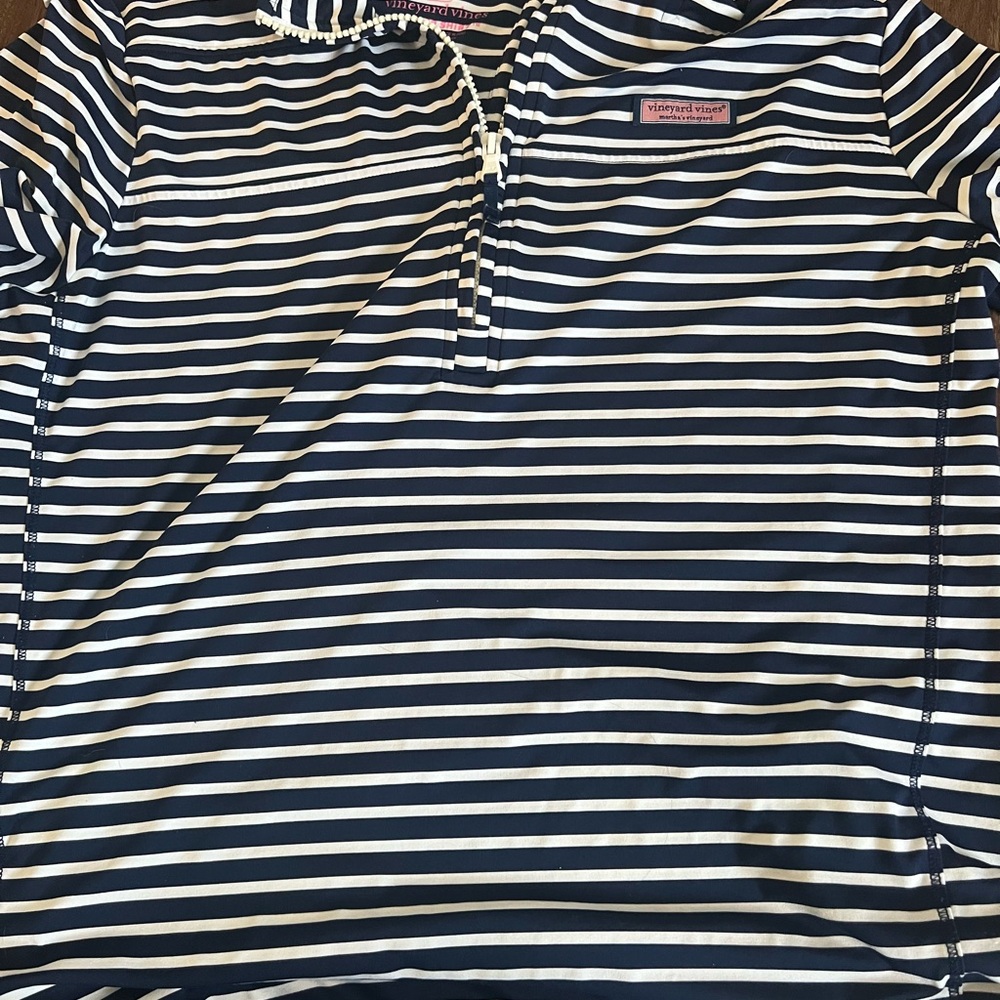 Vineyard Vines Navy and White Striped Half-Zip - Picture 4 of 4